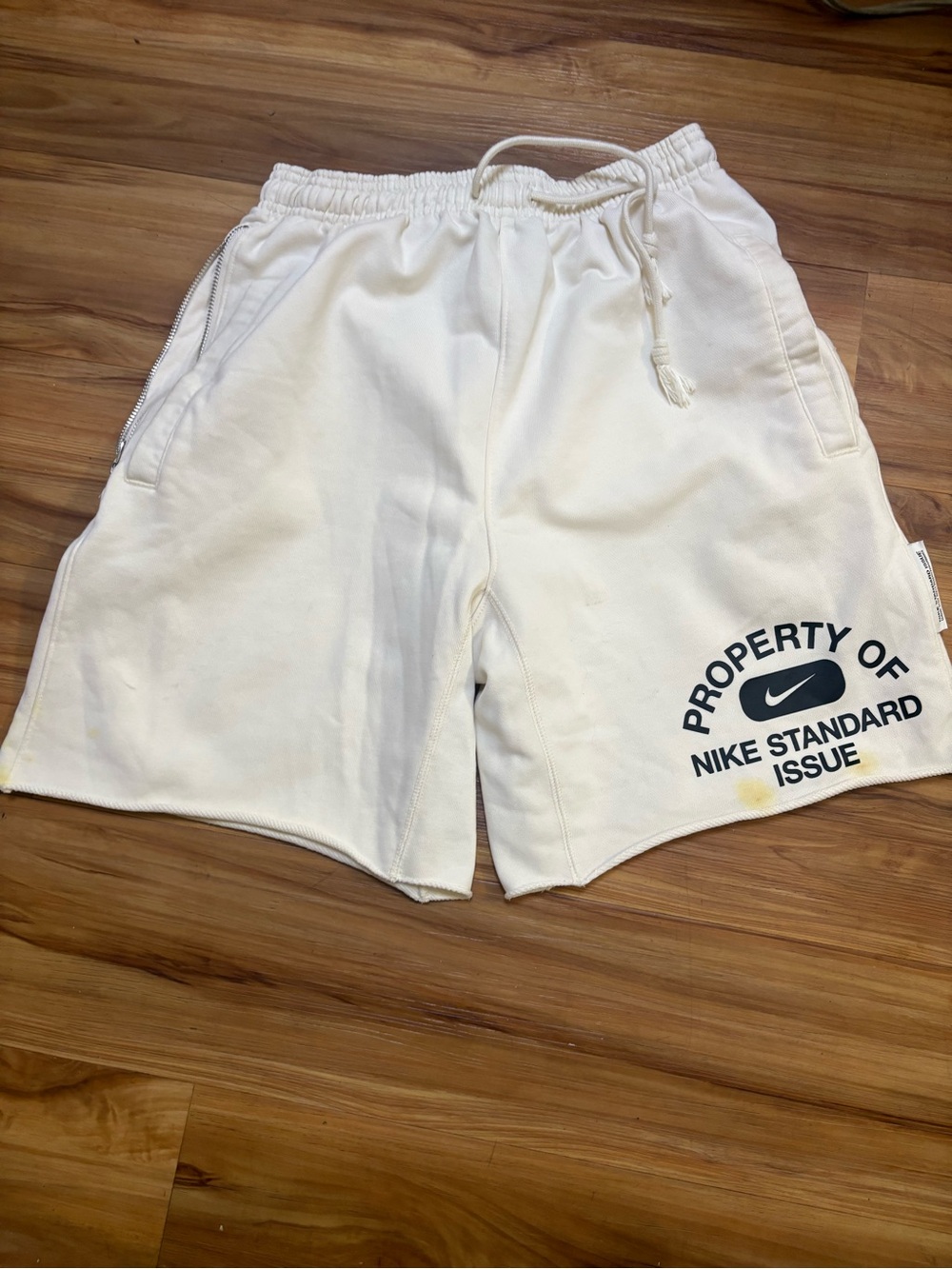 Nike Men's Cream Athletic Shorts - Property of Nike Standard Issue size Small